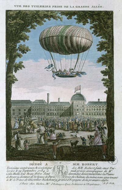 The Third Flight of Nicholas Robert and His Brother from the Tuileries, 19th September, 1784 by French School